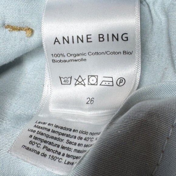 Anine Bing Roy 100% Organic Cotton Raw Hem Button Fly Denim Blue Jeans Size 26 - Picture 16 of 16